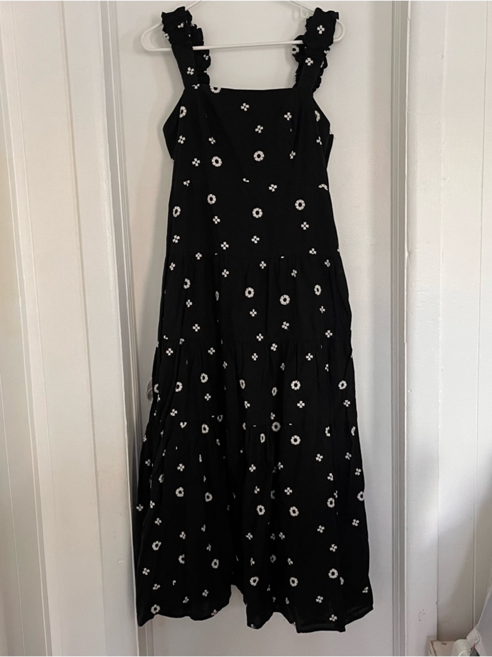 ASOS Black Midi Dress with White Floral Print